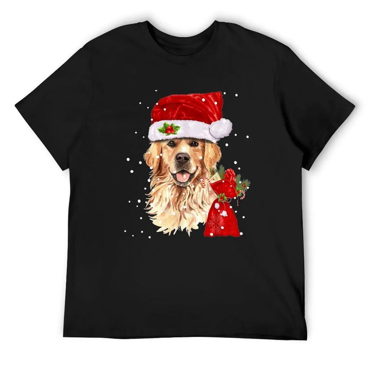 

Golden Retriever Dog Christmas Holiday Gift T-Shirt gifts for boyfriend tees customizeds heavyweight t shirts for men XXXXXL чорний