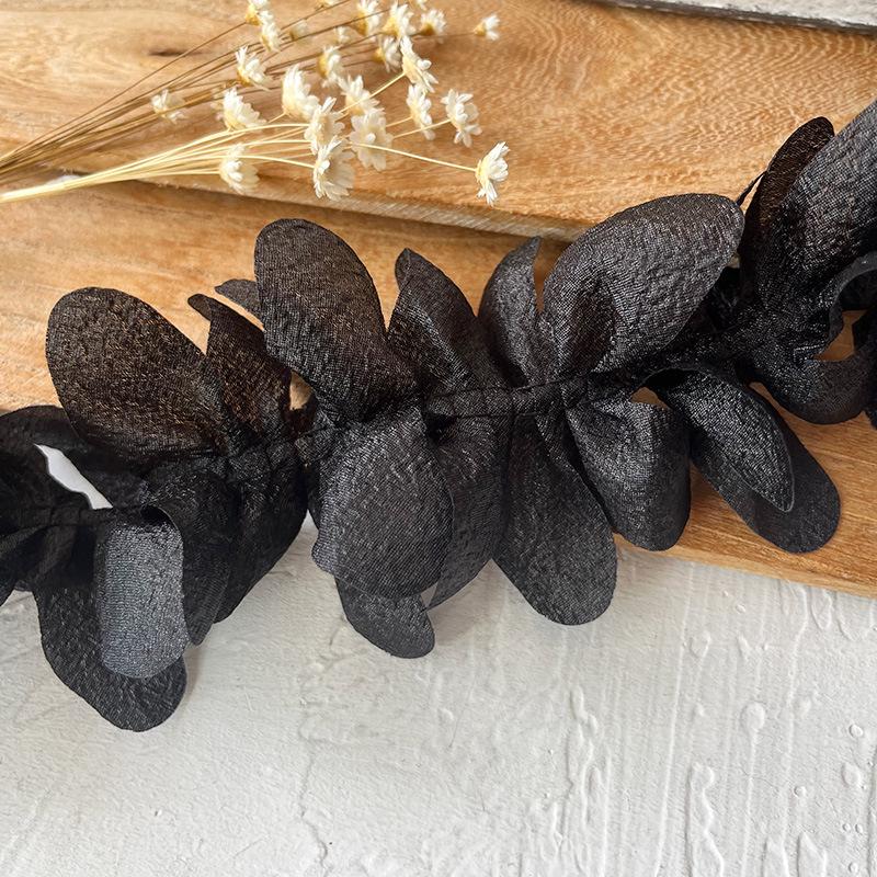 Material organza din dantelă neagră pentru îmbrăcăminte și accesorii DIY - Decorare decolteu și tiv fustă