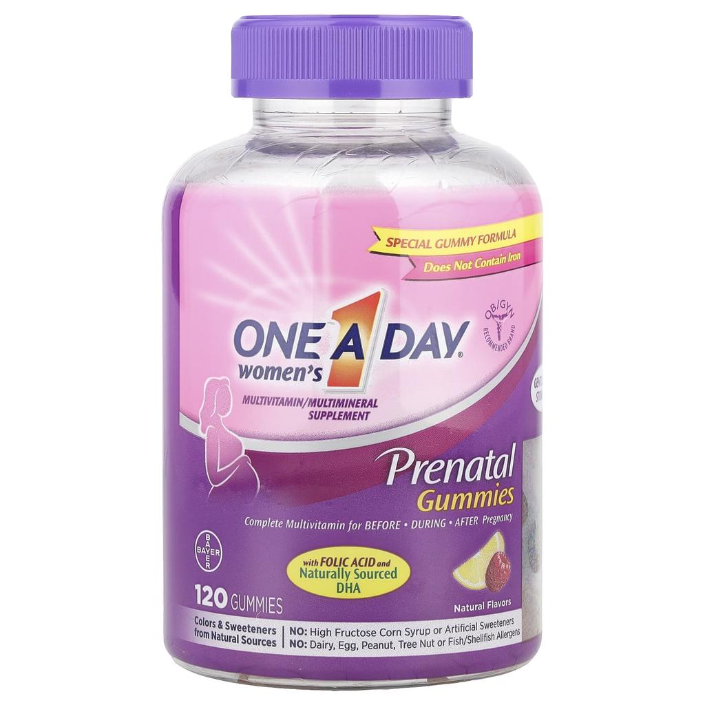 One-A-Day Women's Pregnancy Gummies, with Folic Acid and Dha, 120 Gummies