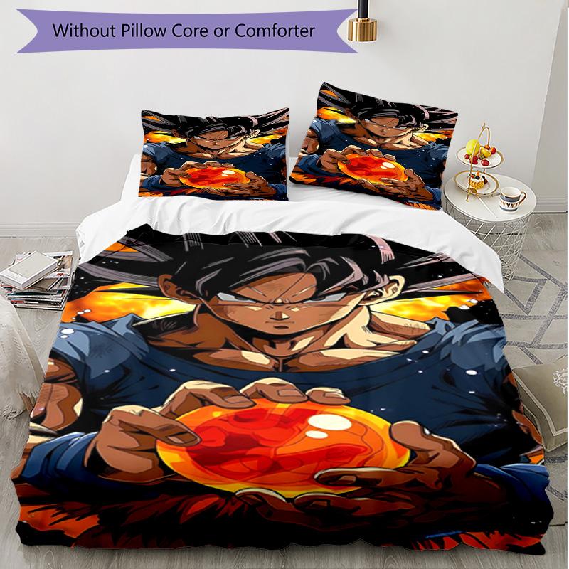 3pcs Duvet Cover Set (1*Duvet Cover + 2*Pillowcase, Without Core), Dragon Ball Print Soft All‑Season Bedding Set, Home Bedroom Decor Gift