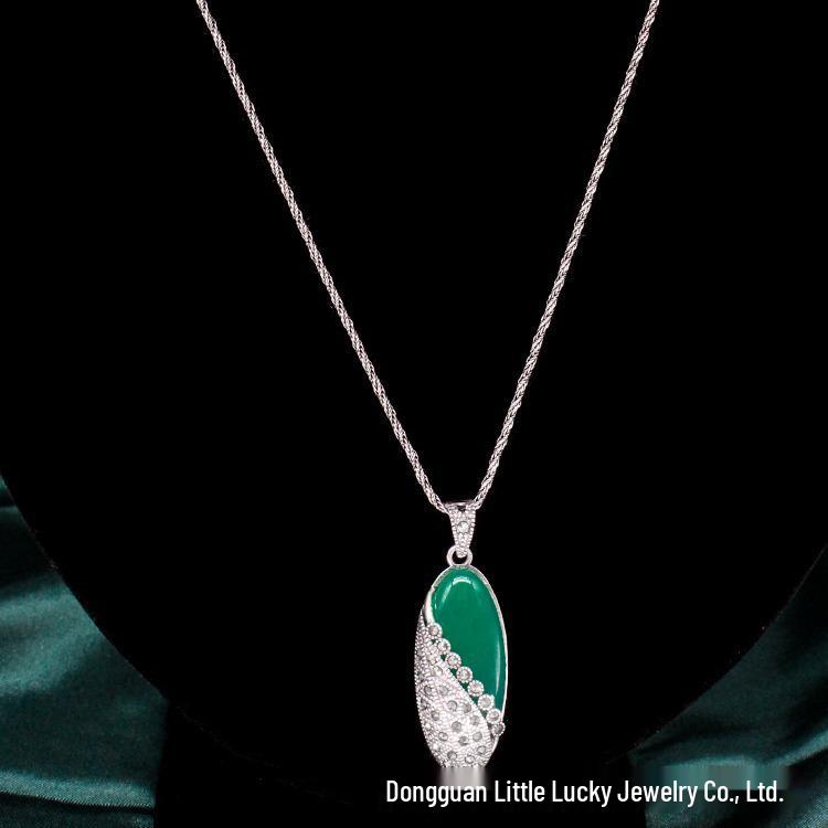 Jade Angel S925 Sterling Silver Chalcedony Cat's Eye Ethnic Retro Pendant Necklace