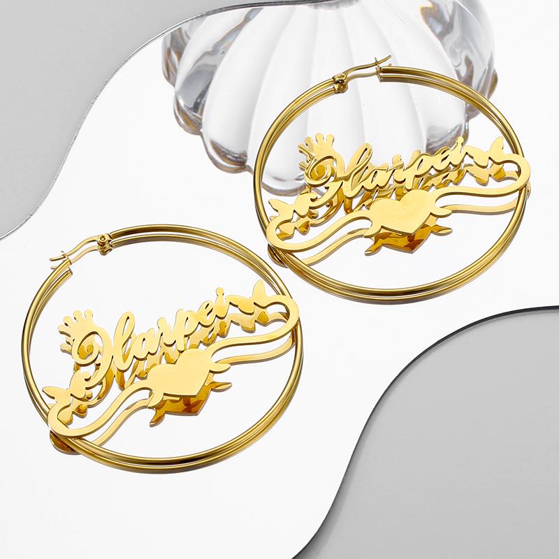 Custom Name Earrings Stainless Steel Personalized Hoop Earrings Fashionable and Exquisite Daily Party Wear Women's Jewelry
