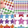 1Set/10 sheets, colorful green onion pentagram sticker for daily planning and school classroom, flash star sticker for box