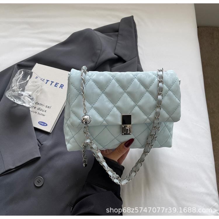 Rhombus chain bag women's 2025 new niche design large capacity shoulder messenger bag versatile texture small square bag