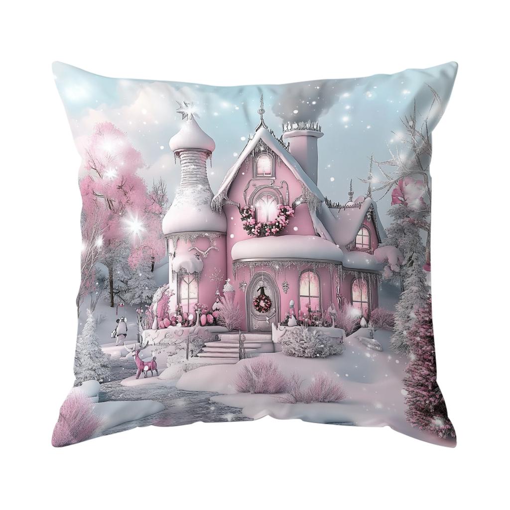 45X45Cm Countryside Christmas Theme Pillowcase Bedroom Cushion Cover 100% Polyester Living Room Cushion Pillowcase Home Decor