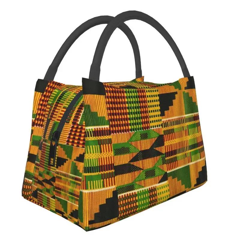Colorful African Ankara Pattern Thermal Insulated Lunch Bags Women Geometric Lunch Container for Office Outdoor Meal Food Box