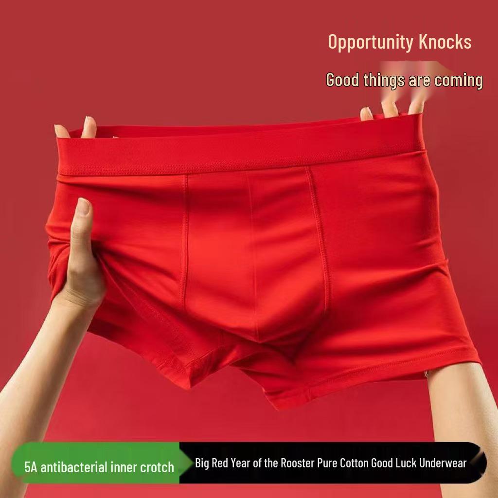 Men's Plus Size Pure Cotton Antibacterial Boxer Briefs - Loose, Breathable, Mid-Waist, Four Corners