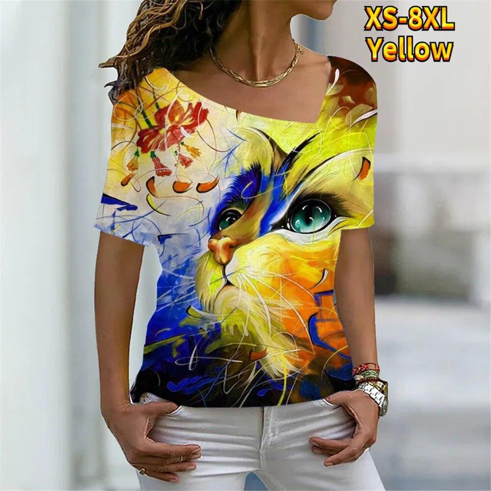 Женская футболка с цифровым 3D принтом «Милый кот» — фото 7