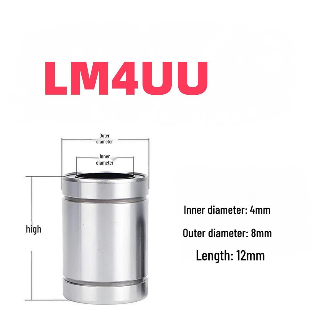 LM Series Linear Bearings, High-Precision, Wear-Resistant, Steel, Sizes LM3UU-LM10LUU