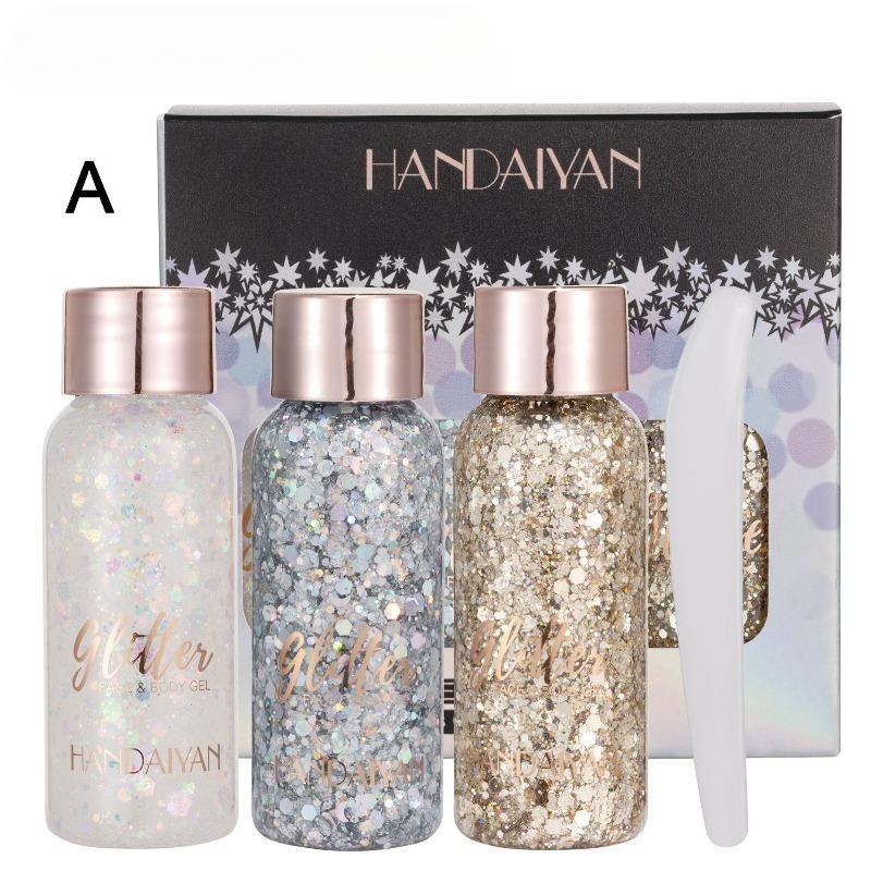 Lace Eye Shadow Gel Pouch Set (3 Pieces) Mermaid Sparkle Body Lotion Liquid Eye Shadow Set