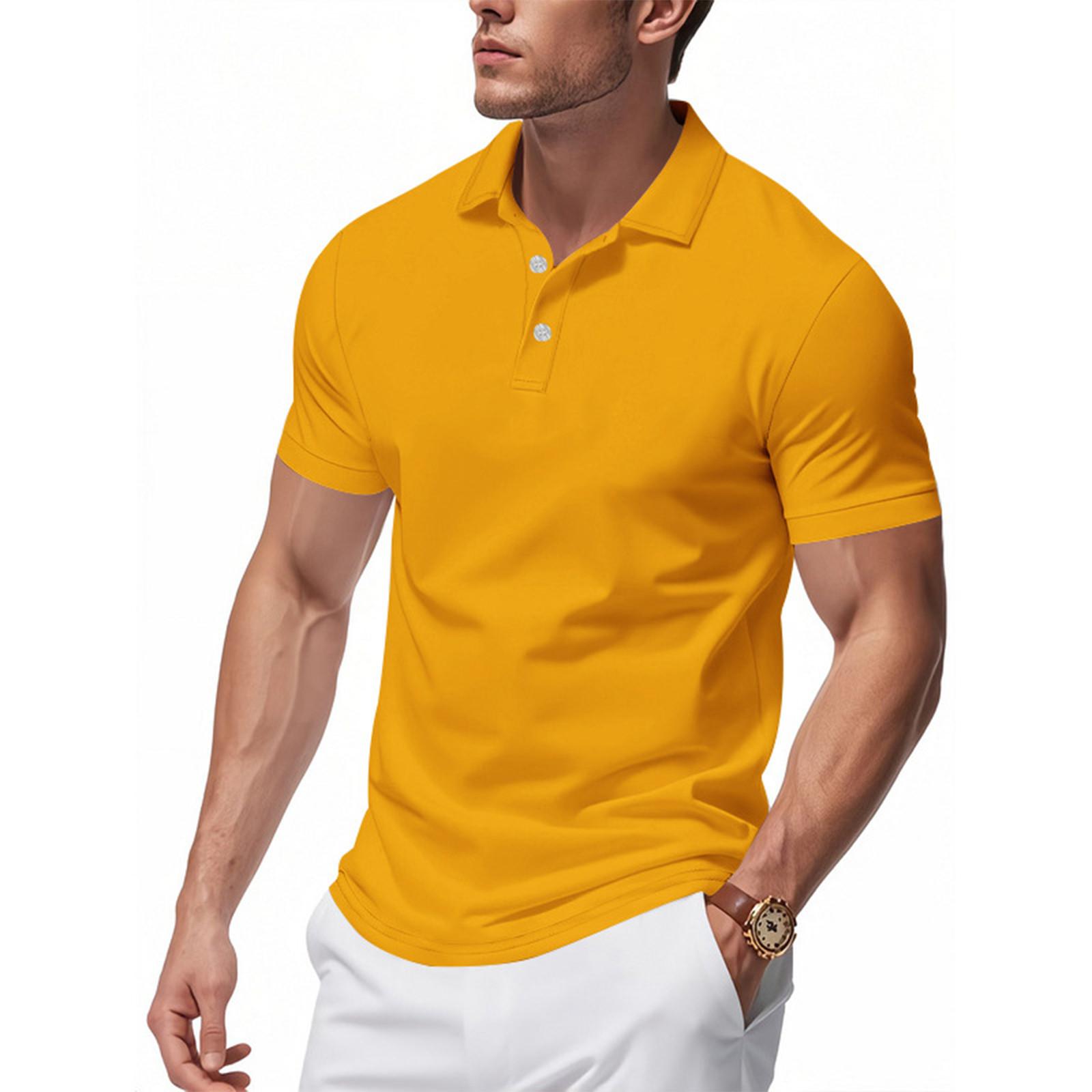 

Мужская летняя дышащая рубашка с короткими рукавами и культурой отдыха XL жёлтый