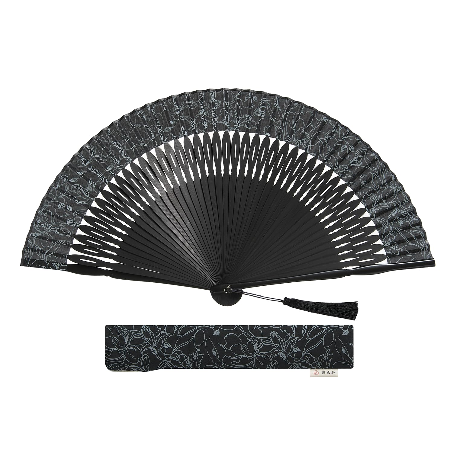 

HOSEKKEN Luxury Folding Fan Brand Combining Traditional Artisan Skills with Modern Japanese Accessory Cherry Blossom Black Navy Floral Design Elegant