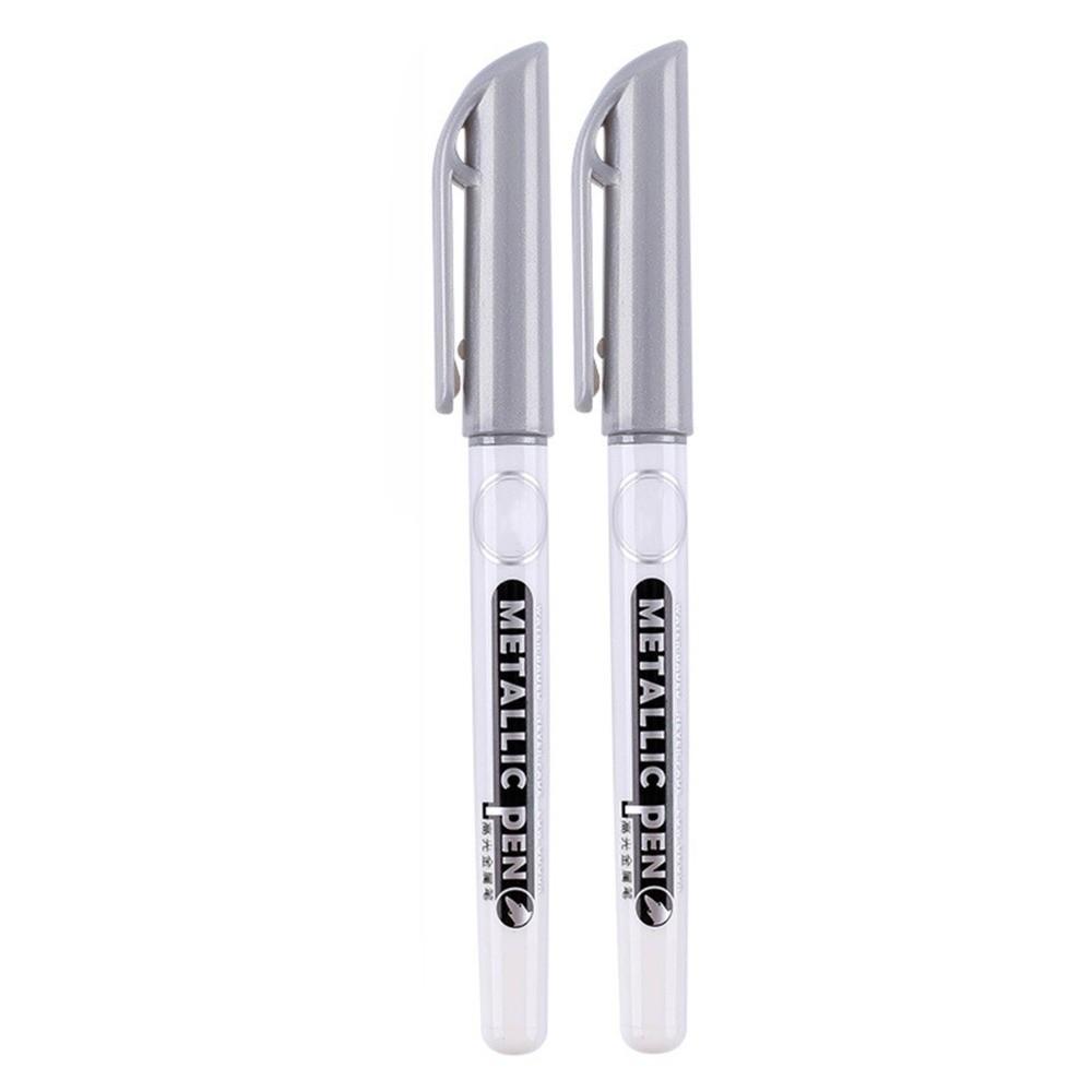 Gold Leafing Point Pen Epoxy Resin Mold Gold Silver Resin Drawing Pen Metallic Pen Permanent Marker silver-2pcs