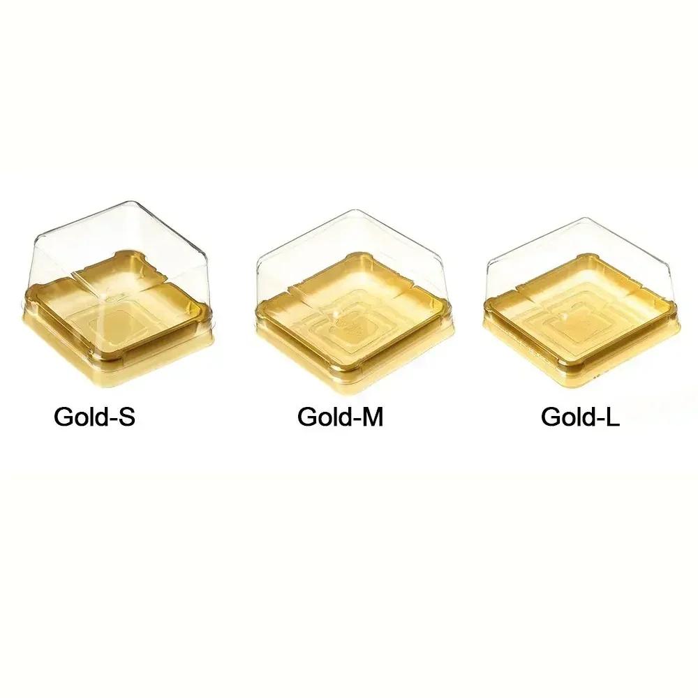 50pcs-Mini Cupcake Boxes Clear Plastic Muffin Pod Dome Muffin Gold Single Container Box Square Wedding Birthday Gifts Supplies