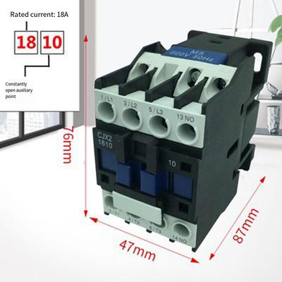 220V 18A AC Contactor 3 Pole CJX2-1810 with 1NO Auxiliary Contact and DIN Rail Mount for Household and Industrial Use