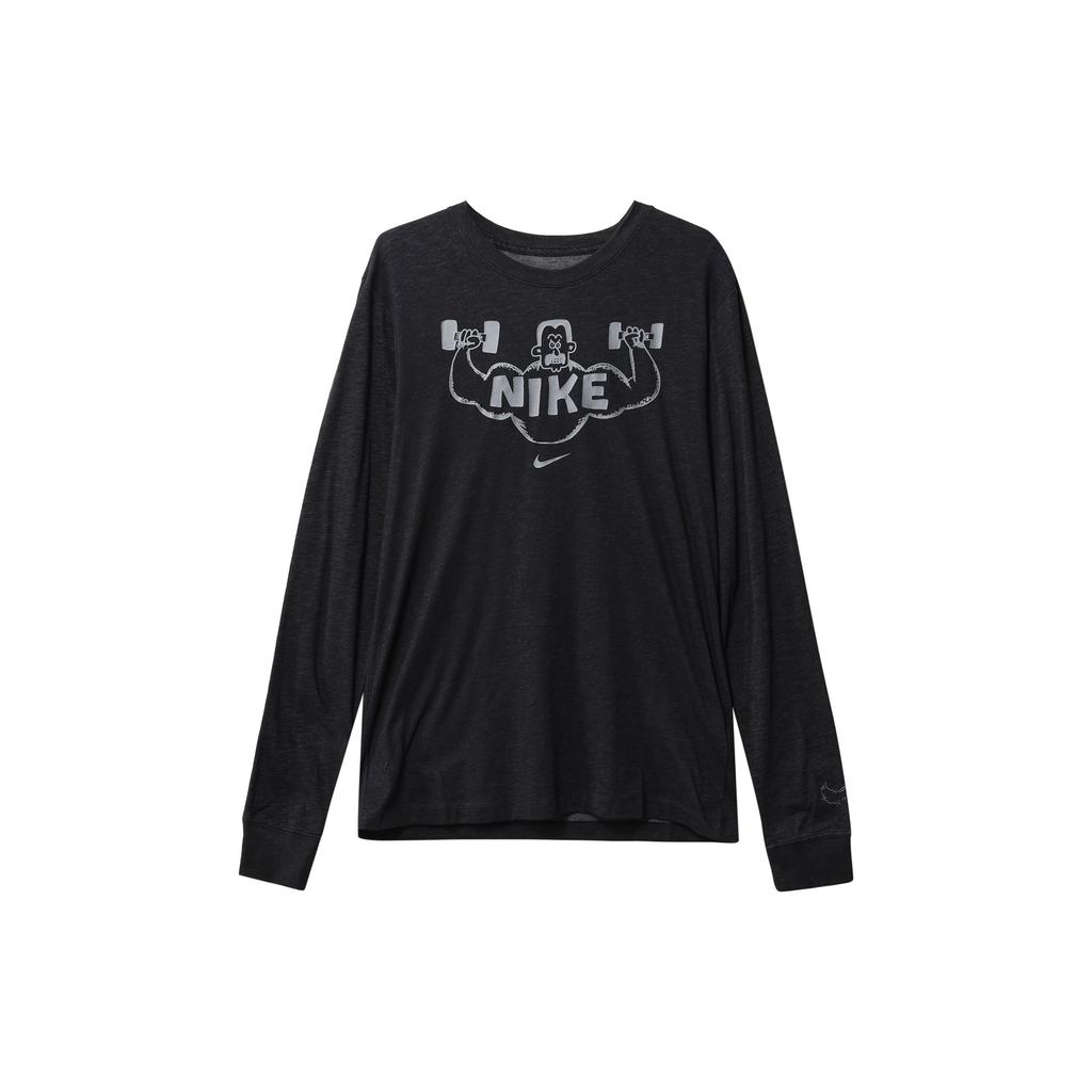 Nike Alphabet Animal Pattern Print Crew Neck Long Sleeve T-Shirt Men Tops Black FJ2405-010