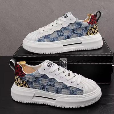 Mode Europese herenschoenen herfst mode schoenen Ademende matchkleur canvas schoenen dikke zool heren casual schoenen