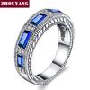 Blue Gem Created Blue Crystal Silver Color Wedding Cubic Zirconia Finger Ring Crystal Brand Jewelry for Women R467