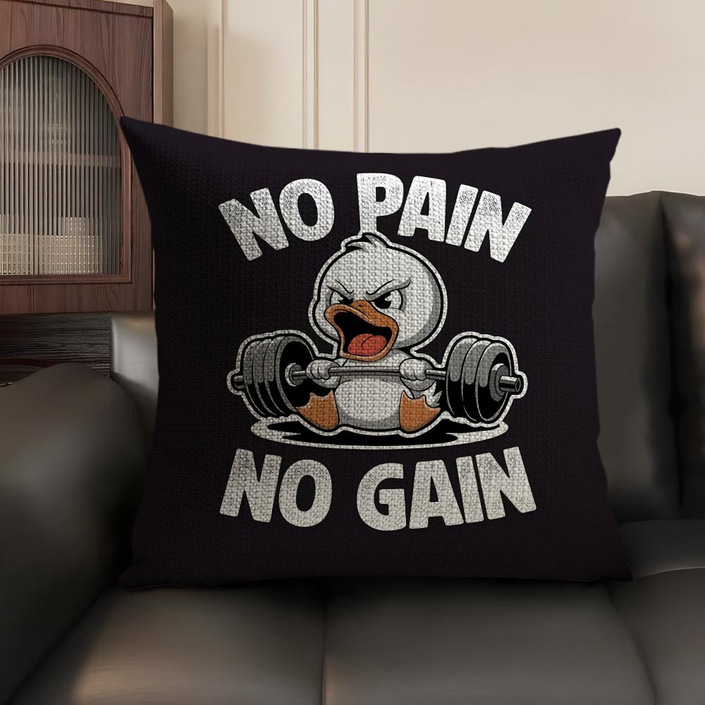 Gym Fitness Bodybuilding Cushion Cover Natural Linen Organic Fabric Double-Sided Printing Sofa Home Decor Gift Pillow Case