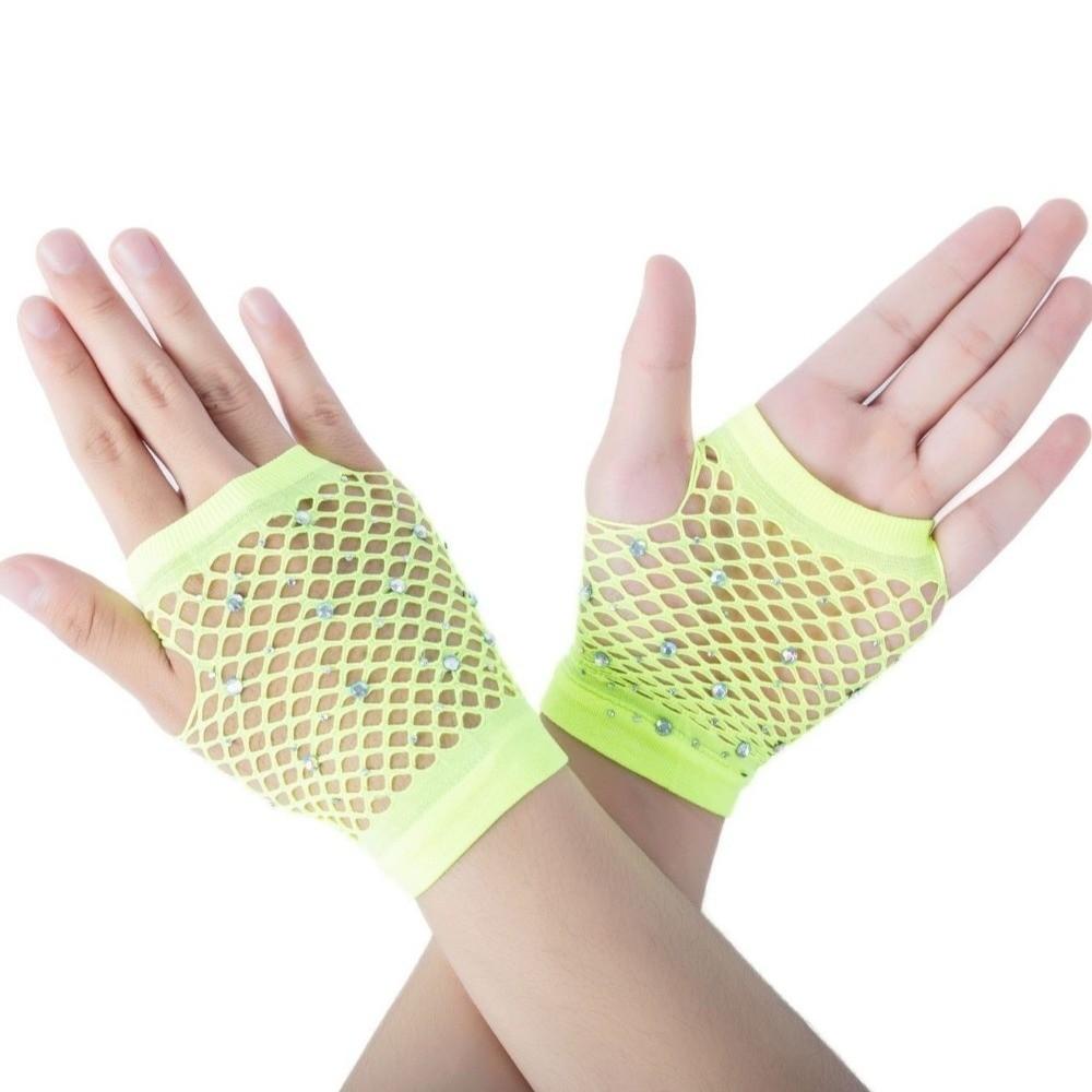 Elastic Rhinestone Gloves Shiny Mesh Lace Gloves Party Long Gloves Party Wear