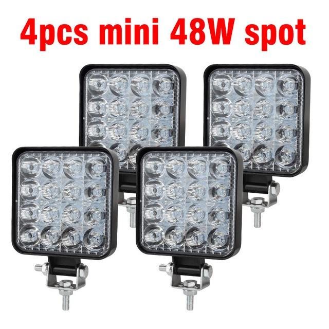 48W kwadratowe światło robocze LED 12V Off Road Mini kwadratowe 16 świateł dodatkowe światło zmodyfikowane reflektory reflektory 2/4/6 szt.
