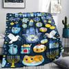 1PC Hanukkah Print Flannel Blanket, High quality All Seasons, Home Decor, Warmth and Comfort, Perfect for Christmas Gifts