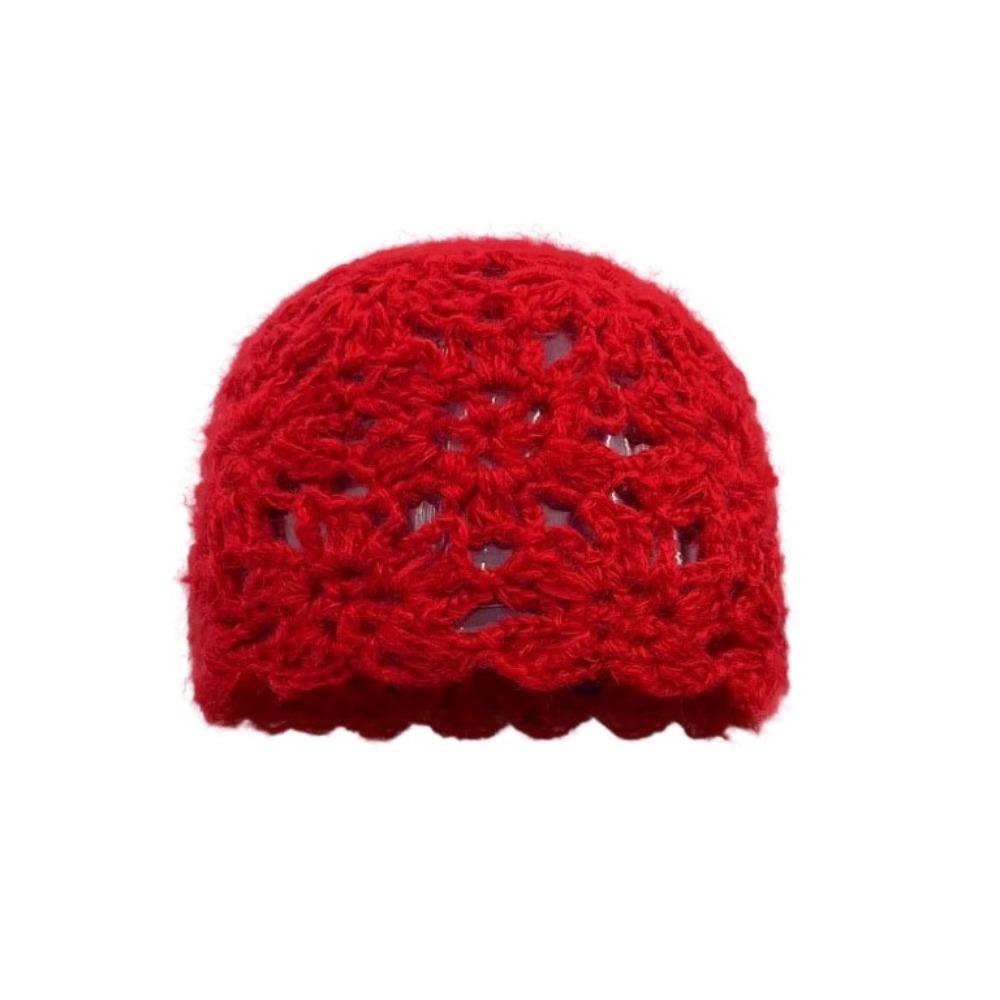 Hollow Knitted Pullover Hat Solid Color Beanies Cap Sweet Crochet Flower Hat  Girls