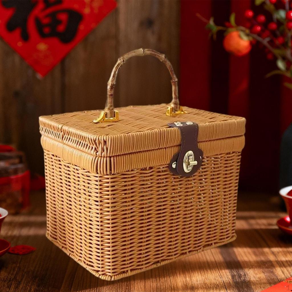 Handwoven Storage Basket Gift Decorative Case Display Suitcase Organizer for Themed Party