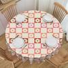 Round Daisies Checkerboard Floral  Tablecloth Waterproof Oil-Proof Table Cover 60 Inch  Table Cloth