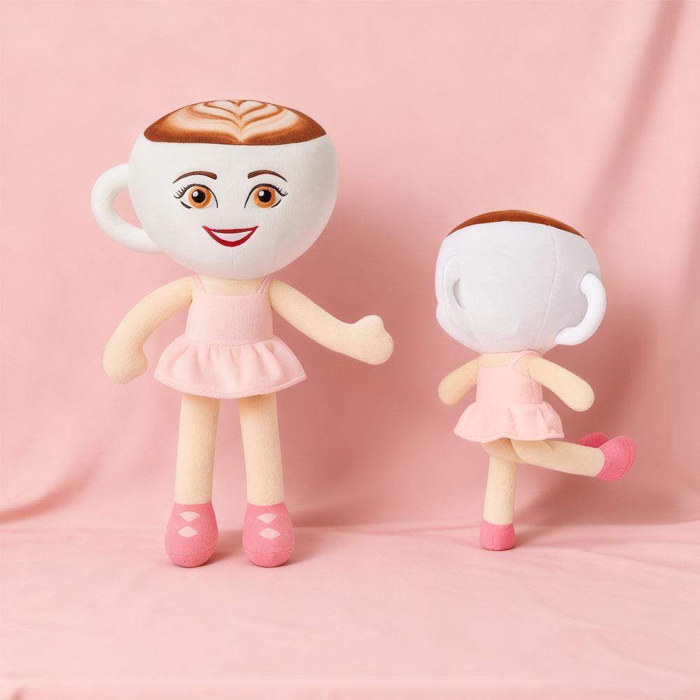 Unique Teacup - Head Plush Doll with Ballet Tutu Soft Stuffed Toy for Girls Toddlers Kids Imaginative Play Gift