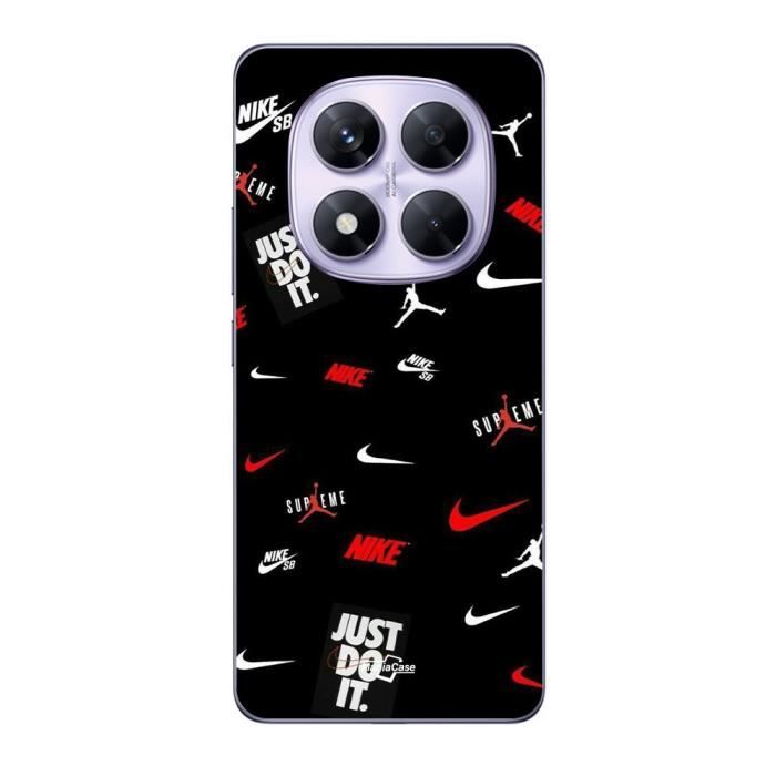 Coque - NIKE JORDAN - Xiaomi Redmi Note 14 Pro 5G - Souple - Sportif - Noir/Rouge/Blanc blanc