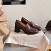 Sheepskin Version~ Su Yinyin's Same 8cm High Heels Retro Leather One-pedal Lazy Loafers Women's Jk Small Leather Shoes