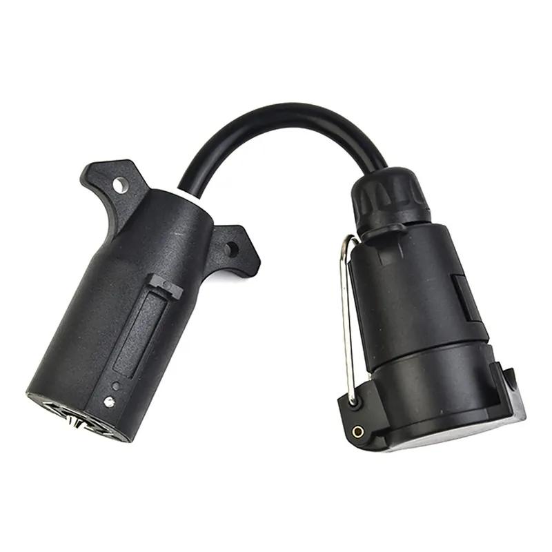 7-Pin Round Plug Trailer Light Wiring Adapter US to EU 7-Way Blade Round Plug Socket Standard Car Electric Towing Accessories
