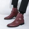 Hot Selling Men's Chelsea Boots Europe America High-end Banquet Dress Shoes Fashionable Red New Men's High Top Short Boots