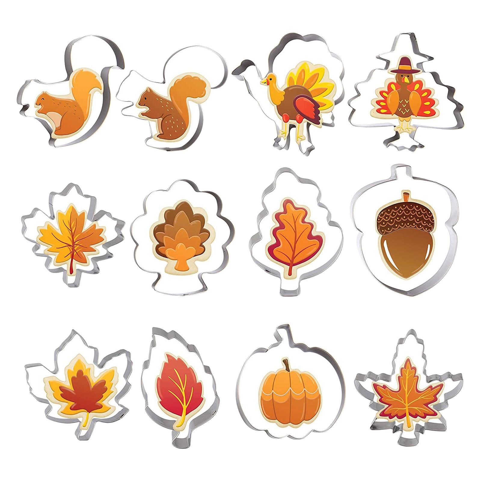 Thanksgiving Turkey Die Day Steel Cutting 12 Set Chocolate Combination Stainless Cake Stainless Steel Bread Pans for Baking 9x5 оранжевый