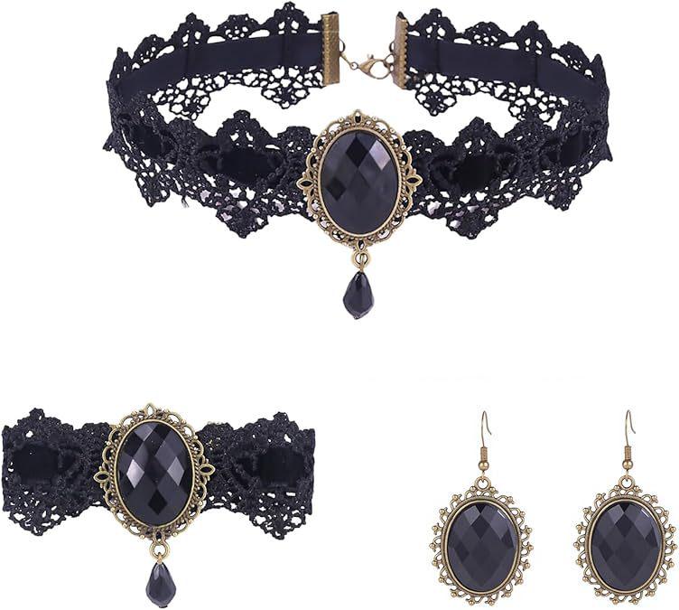 Collier Ras du Cou en Dentelle Gothique Rétro Punk pour Femmes