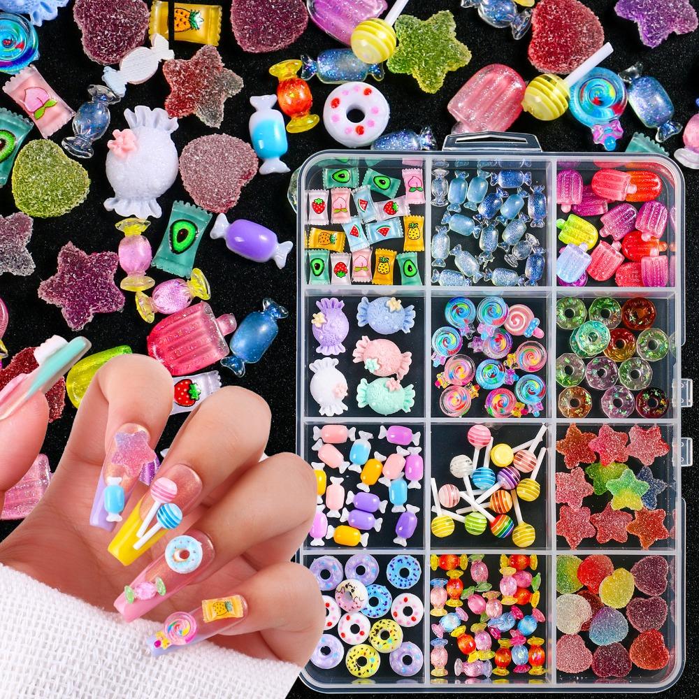 Lollipop Bead Butterfly Nail Art Decorations Flowers Candy Nail Accessories  DIY Manicure