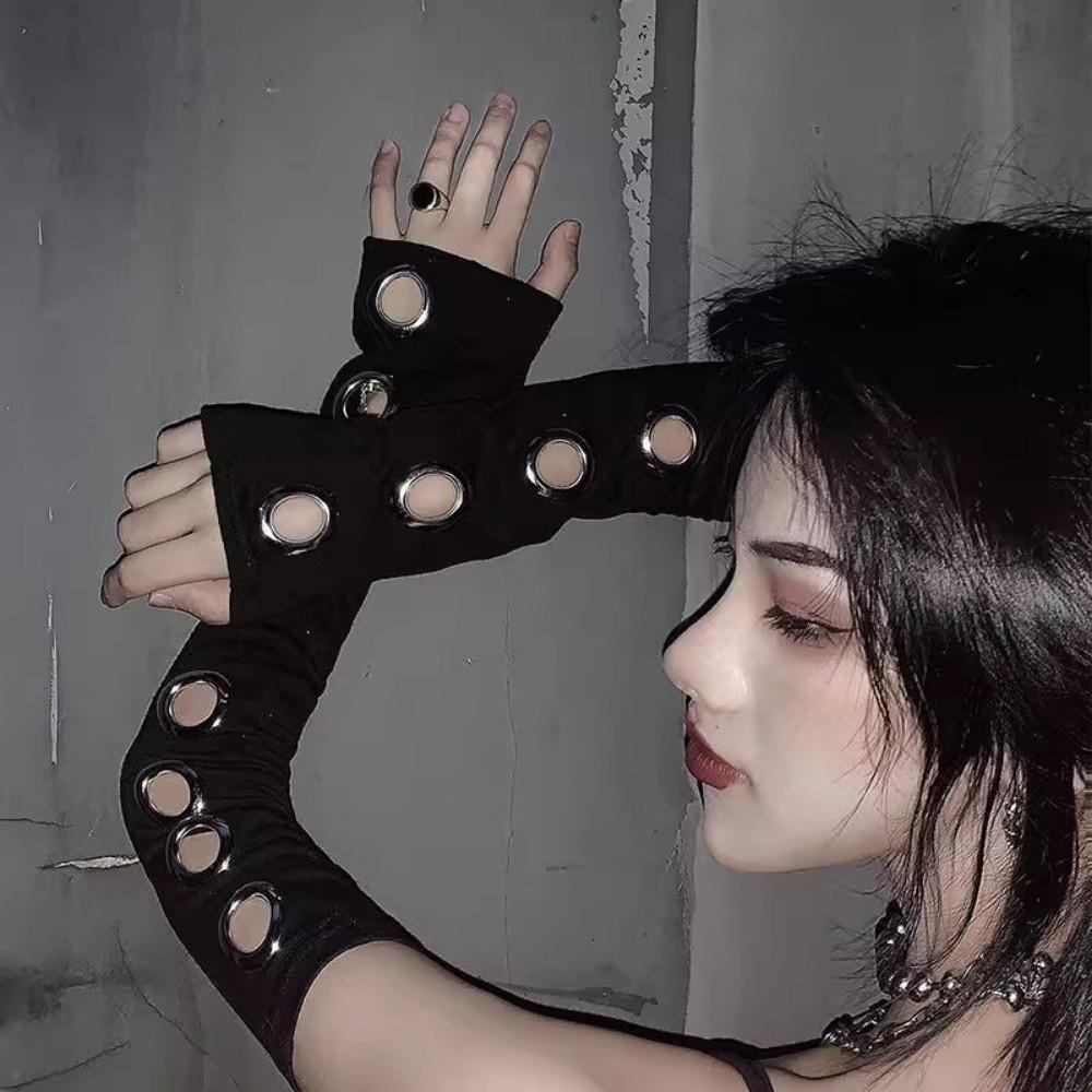Gothic Fingerless Gloves Buckle Punk Style Sleeves New Street Dance Sleeves Motorcycle Riding