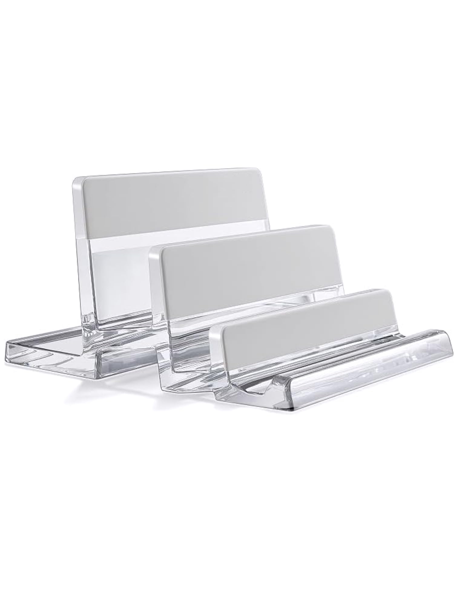 

GemRich Vertical Laptop PC Stand with Tablet Storage for MacBook and Stylish Acrylic Clear Stand, iPad, Pro, Air, 3-Slot