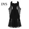 Wave Collar Dress Vinatge Women Irregular Horn Sleeve Solid Color A-line Big Hem Slim Square Neckline Waist Pleated Lace-up Strap Medieval Halloween