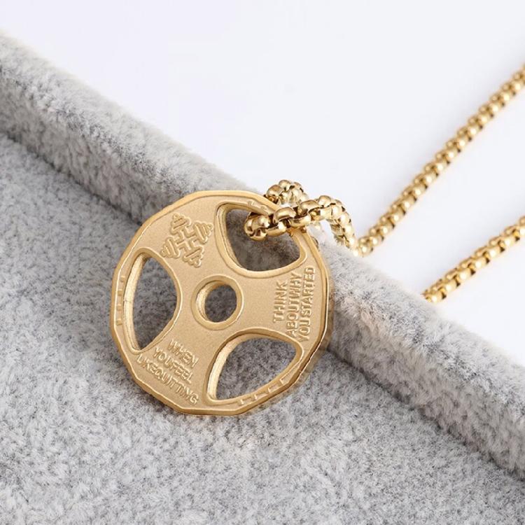 Dumbbell Pendant Necklace Titanium Steel Fitness Gym Necklace Men Women Pendant
