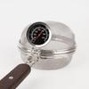 Stainless steel hand roaster with wooden handle, round, 14cm diameter, suitable for home use (includes cooking thermometer)