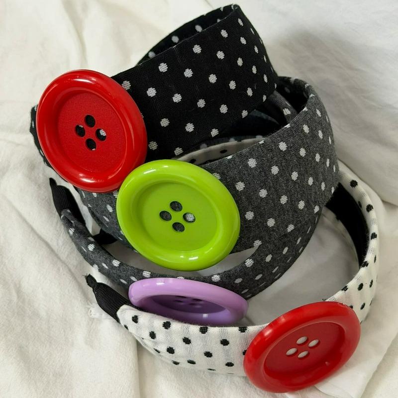 2026 Vintage Colorful Big Button Polka Dot Hairband Fashion Y2K Wide Headband Sweet Girl Hair Ornament for Party Streetwear Band