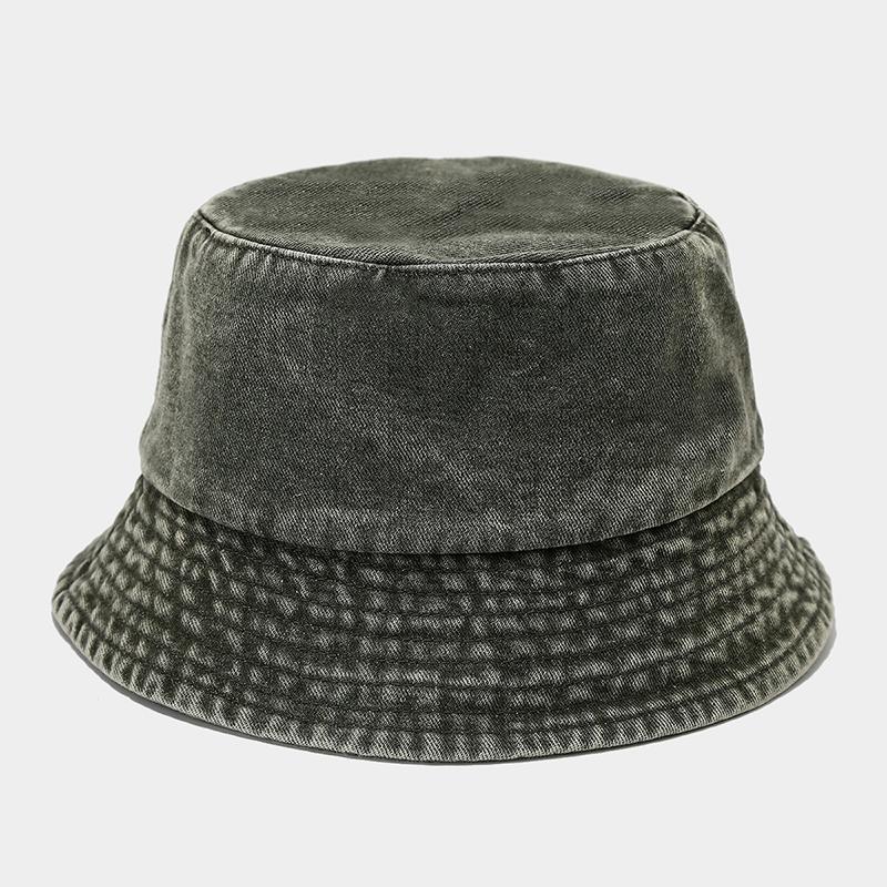 New Unisex Custom Logo Solid Washed Denim Fisherman Hat Retro Men Cotton Bucket Hats Outdoor Women Casual Wide Brim Panama Cap