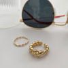 Korean Elegant Style Open Adjustable Metal Horn Ring For Women With Unique Design Geometry