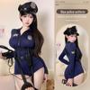 Women's Sexy Nightclub Motorcycle Police Cosplay Lingerie with Double Zipper & Open Crotch Design