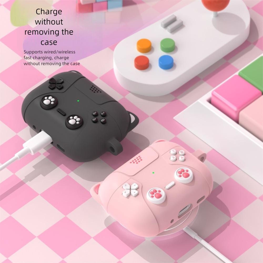 Silicone Earphone Case Cartoon Cat Ear Protective Shell for Airpodspro3 Earphone Accessories