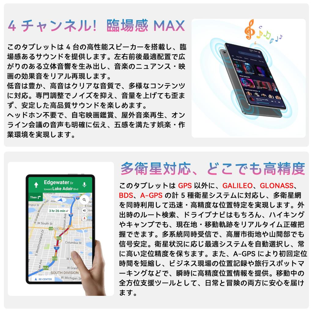 Npad Pro Android Tablet 4G Model Resolution 4 Speakers GSM Certified Widevine L1 Netflix 18W PD Fast Charging 7500mAh 8GB 128GB 1TB Expansion T616 CPU