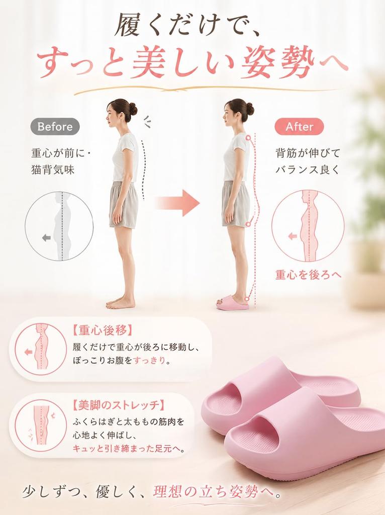 [IZWFH] Diet Slippers for Women - Indoor Health Sandals - Exercise Just by Wearing Them - Core Training - Improves Posture