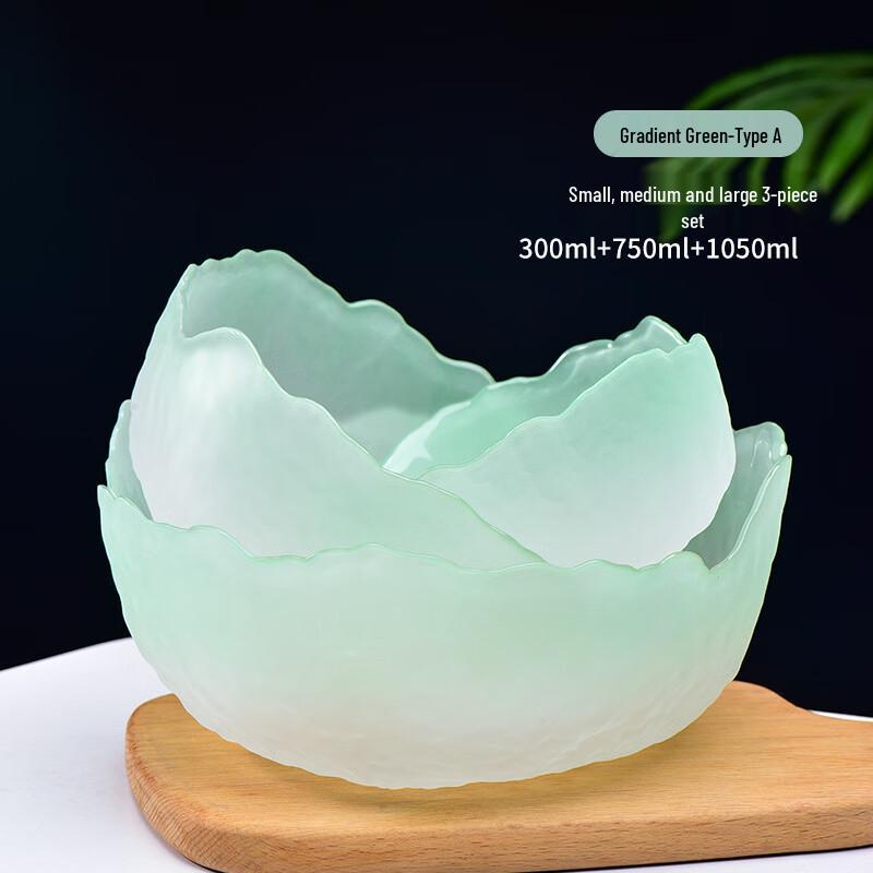 ZISIZ Lotus Mist Glass Salad & Noodle Bowl Set